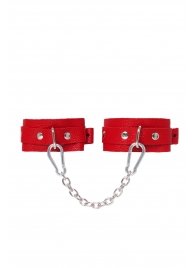 Красные кожаные узкие оковы со скруглёнными углами - Pecado - купить с доставкой в Рыбинске