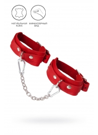 Красные кожаные узкие оковы со скруглёнными углами - Pecado - купить с доставкой в Рыбинске
