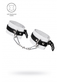 Бело-черные мягкие оковы с одним ремешком и люверсами - Pecado - купить с доставкой в Рыбинске
