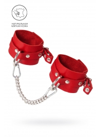 Красные мягкие кожаные оковы с люверсами - Pecado - купить с доставкой в Рыбинске