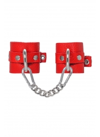 Красные мягкие кожаные наручники с люверсами - Pecado - купить с доставкой в Рыбинске