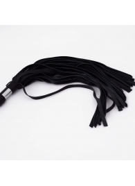 Черный кожаный флоггер со стальной ручкой - 45 см. - Crazy Handmade - купить с доставкой в Рыбинске