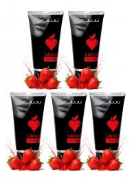 Набор из 5 съедобных лубрикантов JUJU со вкусом клубники - JuJu - купить с доставкой в Рыбинске