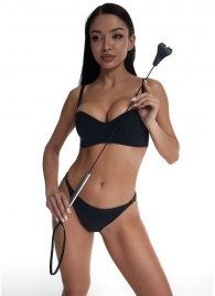 Стек с черным кожаным наконечником в виде сердца и металлической ручкой - 67 см. - Crazy Handmade - купить с доставкой в Рыбинске