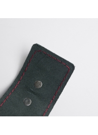 Черные кожаные наручники с красной строчкой - Crazy Handmade - купить с доставкой в Рыбинске