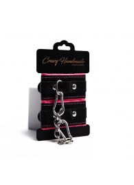 Черно-розовые скругленные наручники с мягкой подкладкой - Crazy Handmade - купить с доставкой в Рыбинске