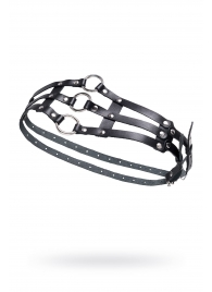 Черный кожаный пояс с кольцами - Pecado - купить с доставкой в Рыбинске