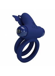 Синее эрекционное кольцо с вибростимуляцией клитора - Baile - в Рыбинске купить с доставкой