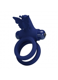 Синее эрекционное кольцо с вибростимуляцией клитора - Baile - в Рыбинске купить с доставкой