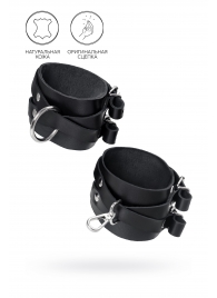 Черные кожаные оковы с двумя перекрёстными ремешками - Pecado - купить с доставкой в Рыбинске