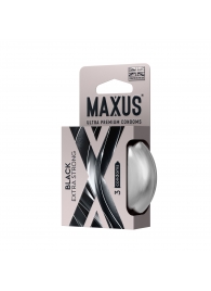 Черные утолщенные презервативы MAXUS Extra Strong с железным кейсом - 3 шт. - Maxus - купить с доставкой в Рыбинске