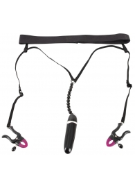 Женские вибростринги с зажимами для половых губ Spreader String with Vibrator - Orion - купить с доставкой в Рыбинске