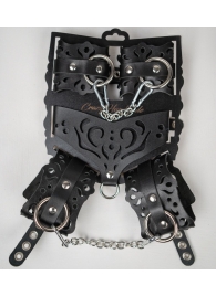 Черный ажурный кожаный набор фиксаций - Crazy Handmade - купить с доставкой в Рыбинске