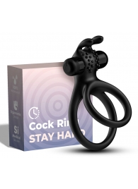 Черное эрекционное виброкольцо с подхватом мошонки Stay Hard - Boys of Toys - в Рыбинске купить с доставкой