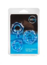 Набор из 3 синих эрекционных колец с различным рельефом - Erowoman-Eroman - в Рыбинске купить с доставкой