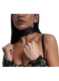 Черный ажурный чокер с золотистой фурнитурой - Crazy Handmade - купить с доставкой в Рыбинске