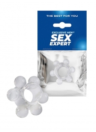 Прозрачное эрекционное кольцо с 6 стимулирующими шариками - Sex Expert - в Рыбинске купить с доставкой