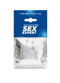 Прозрачное эрекционное кольцо с шариками и шипами - Sex Expert - в Рыбинске купить с доставкой