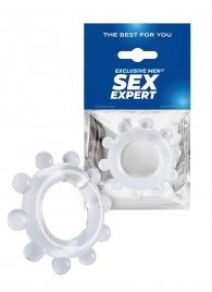 Прозрачное эрекционное кольцо со стимулирующими шариками - Sex Expert - в Рыбинске купить с доставкой