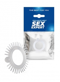 Эластичное эрекционное кольцо с шипиками и шариком - Sex Expert - в Рыбинске купить с доставкой