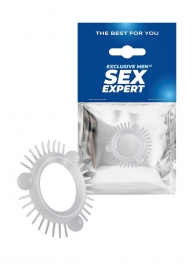 Эластичное эрекционное кольцо с 3 шариками и шипами - Sex Expert - в Рыбинске купить с доставкой
