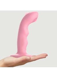 Розовая насадка-стимулятор Strap-On-Me Tapping Dildo Wave - Strap-on-me - купить с доставкой в Рыбинске