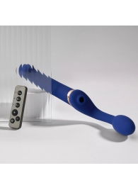 Синий безремневой страпон Multi Orgasm Bendable Strap-On size L с клиторальной стимуляцией - Strap-on-me - купить с доставкой в Рыбинске