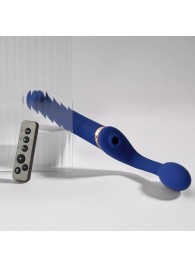 Синий безремневой страпон Multi Orgasm Bendable Strap-On size XL с клиторальной стимуляцией - Strap-on-me - купить с доставкой в Рыбинске