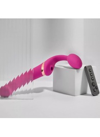 Ярко-розовый безремневой страпон Multi Orgasm Bendable Strap-On size L с клиторальной стимуляцией - Strap-on-me - купить с доставкой в Рыбинске