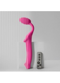 Ярко-розовый безремневой страпон Strap-on-me Vibrating Bendable Strap-On size L - Strap-on-me - купить с доставкой в Рыбинске