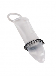 Закрытая насадка на пенис с подхватом мошонки и стимулирующими «ресничками» - Sextaz - в Рыбинске купить с доставкой