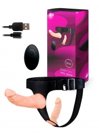 Женский страпон с 2 насадками, вибрацией и пультом ДУ - Erowoman-Eroman - купить с доставкой в Рыбинске
