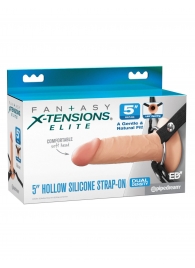 Телесный пустотелый фаллопротез 5’’ Hollow Silicone Strap-On - 14 см. - Pipedream - купить с доставкой в Рыбинске