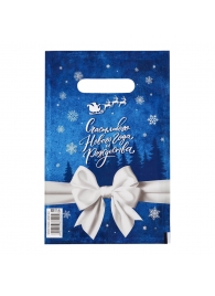 Сине-белый подарочный новогодний пакет с вырубной ручкой (20х30 см) - Сима-Ленд - купить с доставкой в Рыбинске