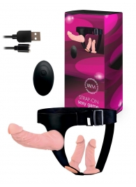 Женский страпон с 3 насадками и вибрацией - Erowoman-Eroman - купить с доставкой в Рыбинске