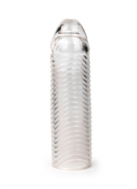 Прозрачная закрытая насадка на пенис с ребрышками - 16 см. - Sex Expert - в Рыбинске купить с доставкой