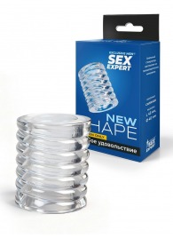 Прозрачная сквозная насадка на пенис с ребрышками - Sex Expert - в Рыбинске купить с доставкой