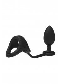 Черное эрекционное кольцо с анальной пробкой Cockstrap With Anal Plug - Dream Toys - в Рыбинске купить с доставкой