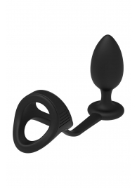 Черное эрекционное кольцо с анальной пробкой Cockstrap With Anal Plug - Dream Toys - в Рыбинске купить с доставкой
