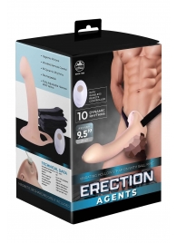 Телесный полый страпон с вибрацией Erection Agents - 24,1 см. - NMC - купить с доставкой в Рыбинске