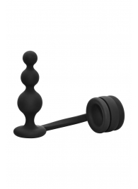 Черное эрекционное кольцо с анальной елочкой Cockring With Beaded Anal Plug - Dream Toys - в Рыбинске купить с доставкой