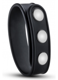 Черное эрекционное кольцо на кнопках - Blush Novelties - в Рыбинске купить с доставкой