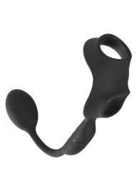 Черное виброкольцо с анальной пробкой Cock Ring with RC Butt Plug - Orion - в Рыбинске купить с доставкой