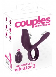 Фиолетовая насадка на член с клиторальным отростком и пультом ДУ RC Couple’s Vibrator 2 - Orion - в Рыбинске купить с доставкой