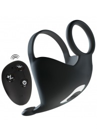 Черная вибронасадка для эрекции и стимуляции мошонки Cock ring with RC ball massager - Orion - в Рыбинске купить с доставкой