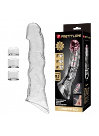 Прозрачный фаллоудлинитель с 3 вставками - 28 см. - Baile - в Рыбинске купить с доставкой