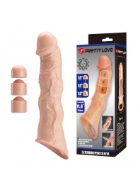 Телесный фаллоудлинитель с 3 вставками - 28 см. - Baile - в Рыбинске купить с доставкой