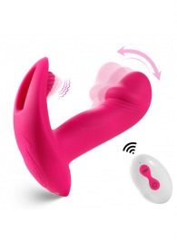 Розовый вагинально-клиторальный вибратор c функцией фингеринга - Secwell