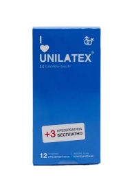 Классические презервативы Unilatex Natural Plain - 12 шт. + 3 шт. в подарок - Unilatex - купить с доставкой в Рыбинске