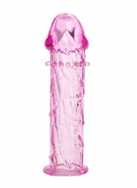 Гладкая розовая насадка с усиками под головкой - 12,5 см. - Toyfa Basic - в Рыбинске купить с доставкой